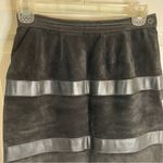 Saint Laurent Vintage  Black Suede Mini Skirt with Leather Stripes Size 36 ~ US 6 Photo 3