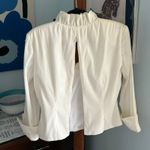 XScape  by Joanna Chen White Faux Wrap Ruffle Blouse w/ Rhinestone Buckle 8 Photo 4