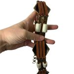 Vintage 80s boho leather metal beaded waist belt Brown Photo 1