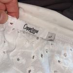 Broderie Anglaise white lacey eyelet plunging neckline cropped tank top large Photo 11