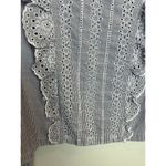 Melrose and Market Blue White Striped Blouse Lace Eyelet Detail Size Large Photo 2