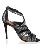 Schutz Fallon Gunmetal Sequin Strappy Stiletto Heels 7 Photo 2