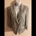 Michael Stars Linen One Button Jacket Blue White Size L Business Casual Photo 1