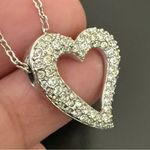Swavorski SWAROVSKI Swan Signed Rhodium Plated Open Heart Pave Crystal Pendant Necklace 5g Photo 6