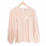 Downeast NWT Pleated Yoke Long Sleeve Blouse Light Beige Blush Size Small NEW Photo 1