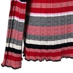 Ann Taylor Sweater Crew Neck Flare Sleeve Black Pink Red Stripe Women Size XL Photo 8