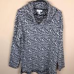 Calvin Klein Women’s Leopard Print Black White Cowl Neck Hi-Low Sweater Tunic Photo 0