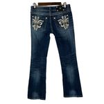 Miss Me Dark Wash Fleur De Lis Embellished Bootcut Jeans 29 Photo 1