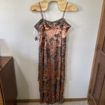 NEW LaBelle Fashions Silk Beaded Tiered Formal Dress Copper‎ Gray Floral Size 20 Brown Photo 5