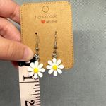 Handmade White and Yellow Daisy Flower Earrings Photo 4