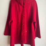 For Cynthia Woman Red 100% Wool Button Up Sweater Jacket Size 1X Photo 0