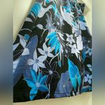 Sag Harbor VTG 80s 90s Black & Blue Tropical Floral Knee-Length Skirt Photo 2