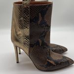 Paris Texas Metallic Snake Embossed Stiletto Booties Boots Tan/Gold Size 8.5 Brown Photo 2
