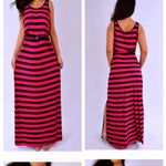 BarbiePink and black striped maxi dress by fever brand with black belt d… Pink Photo 2