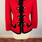 Moschino Cheap & Chic Red/Black Bow Wool Blazer Photo 3