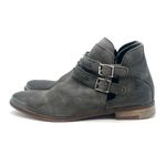 Free People  Braeburn Distressed Gray Leather Ankle Boots 37 Double Buckle Strap Photo 1