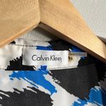 Calvin Klein  Blue Black Abstract Animal Print Faux Wrap Dress Size 16 Photo 1