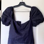 Reformation  Dress Denver Linen Slit Tie-Back Midi Wedding Summer Black 6 GUC Photo 3