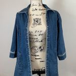 NWT Bleu Bayou Denim Jacket Embellished Rhinestone Trim 3/4 Sleeve Small Blue Photo 2