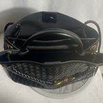 Source Unknown Black Woven Tote Bag Braided Shoulder Strap Gold Tone Hardware Large Photo 6