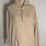 Aerie Waffle Knit Half Zip Sweater XS Beige Cream Cozy Fall Oversized Photo 0