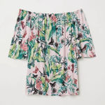 H&M Womens Pink Tropical Print Off Shoulder Top - Sz XS Photo 0