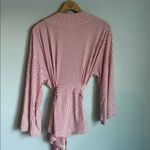 LAKE Pajama DreamModal Kimono Robe Wrap Top Red and White Striped Medium Photo 2