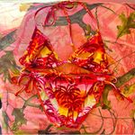 true vintage y2k aquatics sunset palm tree triangle bikini top Orange Photo 6