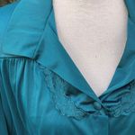 Vanity Fair Vintage Night Shirt Pajamas Nylon Sea Green Collared Button Up XL Photo 3