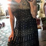 Adorable Metallic Gold Open Back Midi Dress Photo 4