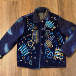 Vintage boho reversible quilted patchwork cardigan jacket Medium Blue Photo 0