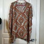 Womens Michael Michael Kors Batwing Pullover Paisley Blouse Size Large EUC #1344 Orange Photo 1