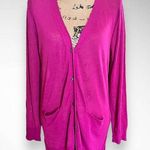 BETSEY'S BOUTIQUE SHOP Tissue Button Fuchsia Long Cardigan Med‎ | NWOT Pink Photo 0
