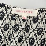 Solitaire  Womens Embroidered Keyhole‎ Tunic Blouse Boho Top Black White Large Photo 4