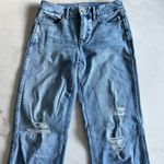 White House | Black Market WHBM Straight Ripped Distressed Cropped High Rise Jeans Size 2 Light Wash Denim Photo 1