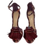 Gianni Bini Floral Print Burgundy Suede Open Toe
Pumps(Size 7) Photo 3