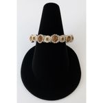 Vintage Womens Amber & Silver Heavy Floral Stretchy Slip On Bracelet Photo 0