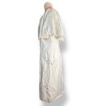 Vintage Linen Embroidered Floral Maxi Dress Lace Capelet Overlay Medium Photo 6