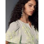 Anthropologie NWT by The Somerset Mini in Mint Embroidered Linen Dress S Photo 7