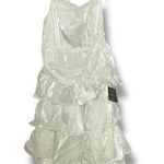 NWT Lulus White Shimmer Ruffle Tiered Dress | Metallic Shimmer | Medium NWT Photo 0