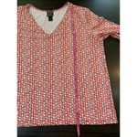 Clara Sun Woo Geometric Print Shirt Blouse Top Large Flowy Stretch Office Church Red Photo 7