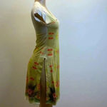 Alchemic Size Small Midi Sublimation Printed Dress With Side Slits. Yellow Photo 2