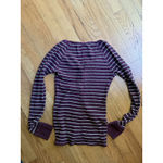 Abercrombie & Fitch vtg  striped y2k henley top S babydoll ribbed bella swan Lace Photo 2