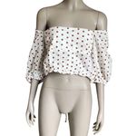 VICI  White and Brown Polka Dot Crop Top Photo 1