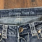 Cowgirl Tuff Co. Sequin Crosses Detail Fringe Hems Straight Leg Ankle Jeans Blue Size 31 Photo 1