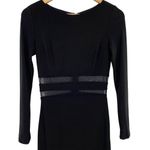 Bebe  Black Midi Pencil Dress Sheer Mesh Panels Photo 5