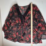 Torrid  Chiffon Lace Floral Bell Sleeve Babydoll Top 2X Sheer Whimsigoth Romanic Photo 10