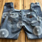 Roxy  Women’s Blue Denim Jeans Floral Print Mid Rise Straight Leg size 0/24 Photo 1