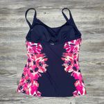 Calvin Klein Women's Navy/Pink Floral Adjustable Strap Tankini Swim Top sz S Photo 2