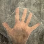 H Trend Made in Italy grey silk 3/4 sleeves blouse, size L boatneck lace lined Gray Size L Photo 4